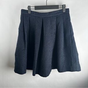 Banana Republic Pleated Black and Navy Blue Tweed Skirt | US Size 6